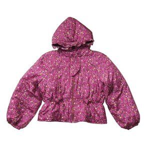 NWT LoveShackFancy Modena in Cherry Wine Floral Quilted Puffer Coat L $475